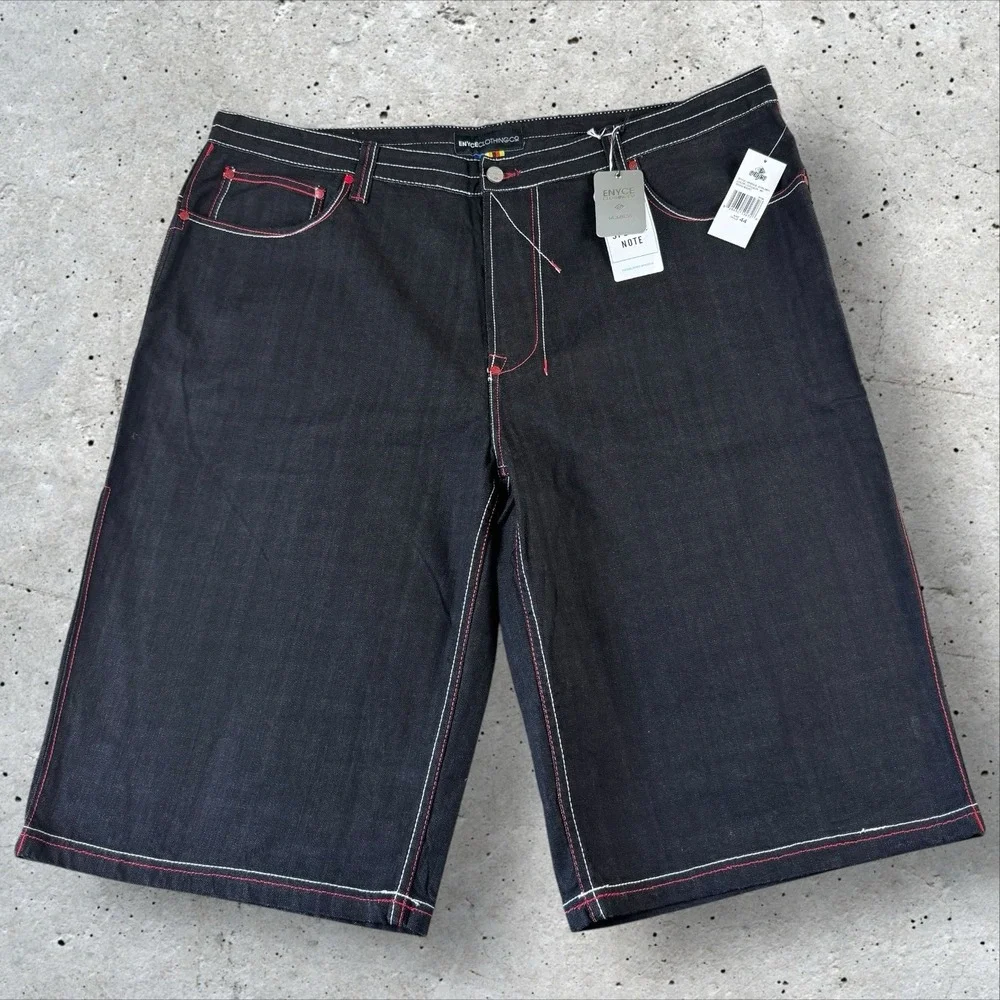 VTG Enyce Shorts Mens 32 Baggy Wide Leg Jean Denim Skate Black Y2K NWT Defenders